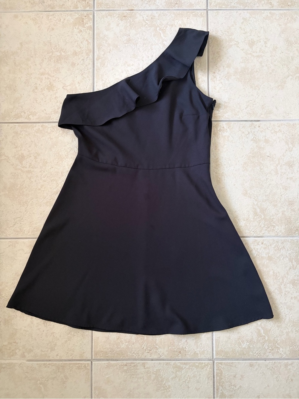 Banana Republic One-Shoulder Black Ruffle Dress